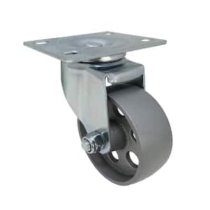 3 in. Gray Cast Iron Swivel Plate Caster with 300 lbs. Load Rating