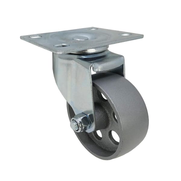 Everbilt 3 in. Gray Cast Iron Swivel Plate Caster with 300 lbs. Load Rating