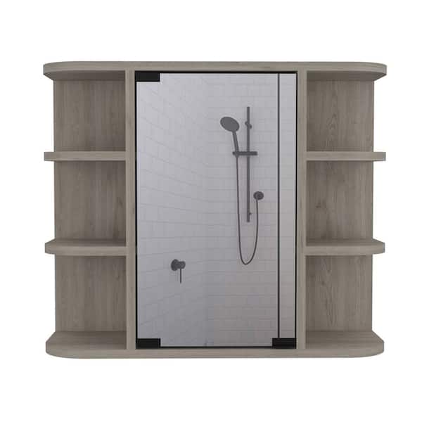 Unbranded 24 in. W x 20 in. H Rectangular Particle Board Medicine Cabinet with Mirror and 6 External Shelves
