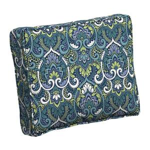ProFoam 24 in. x 19 in. Sapphire Aurora Blue Damask Rectangle Outdoor Plush Lumbar Pillow