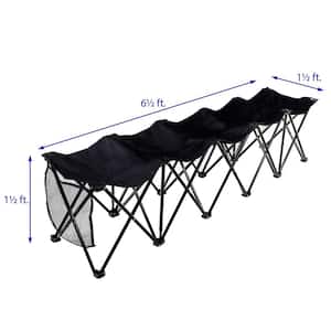Portable 5-Seater Folding Team Sports Sideline Bench (Black)