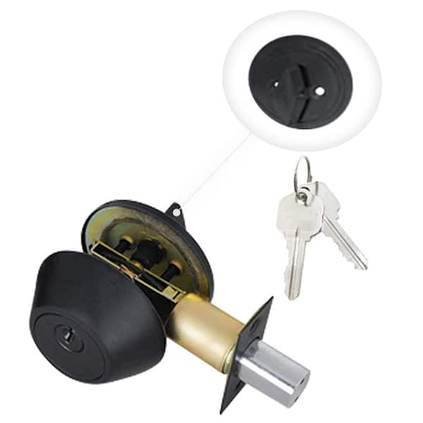 Premier Lock Matte Black Single Cylinder Deadbolt with 4 KW1 Keys Keyed Alike (2-Pack)