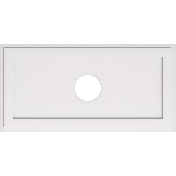 Ekena Millwork 40 in. W x 20 in. H x 6 in. ID x 1 in. P Rectangle Architectural Grade PVC Contemporary Ceiling Medallion