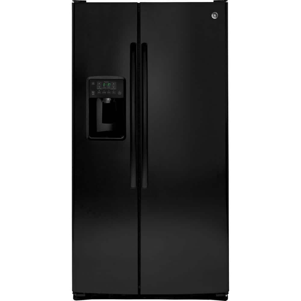 Ge 25 3 Cu Ft Side By Side Refrigerator In Black Gss25gghbb The Home Depot