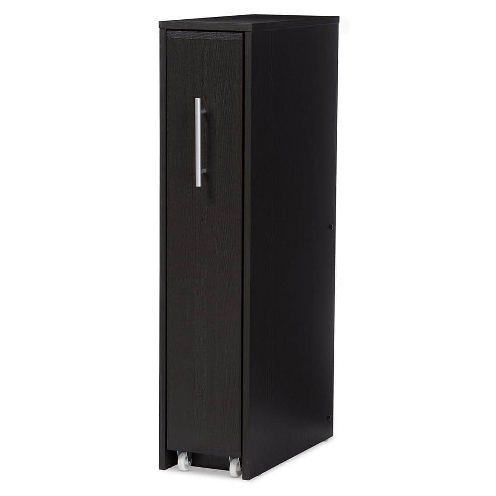 Lindo Dark Brown Engineered Wood Bookcase with Hidden Shelving