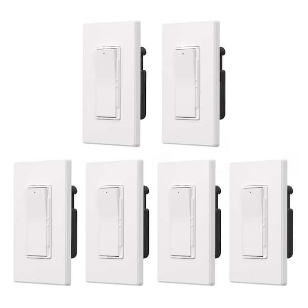 120-Volt Digital Dimmer Light Switch Matte White 6-Pack for LED CFL Incandescent Halogen Single Pole 3-Way