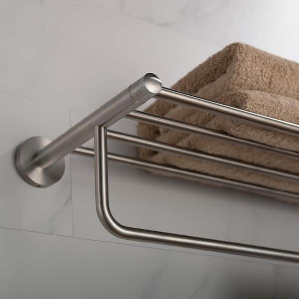 Kraus Elie Bathroom Shelf with Towel Bar - Brushed Nickel