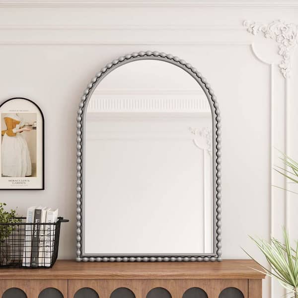 Unbranded Silver 24 in. W x 36 in. H Vintage Arch Vanity Mirror Bathroom Mirror Wall Mirror Art Decorative Mirror