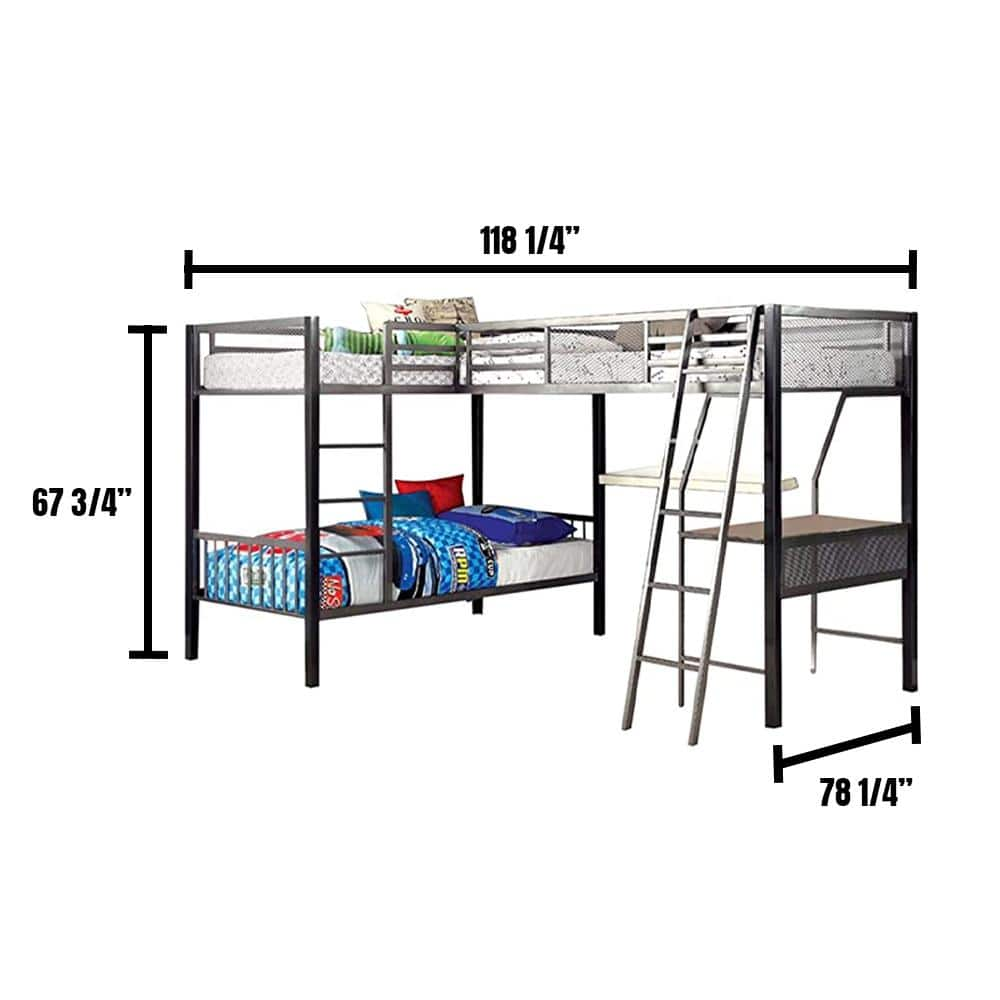 metal l shaped bunk beds