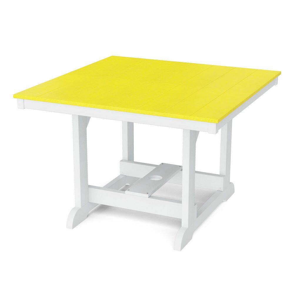 Heritage Lemon Yellow and White HDPE Plastic 44 in. x 44 in. Outdoor Dining Table price history on PriceWatchPro