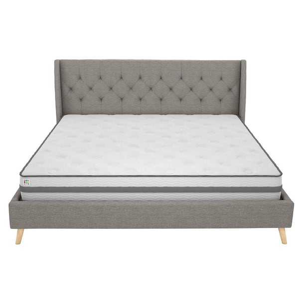 Novogratz Her Majesty Gray Linen King Bed Frame 4135449N - The