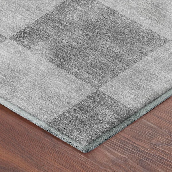 Mayfield Premium Machine Washable Abstract AMF2345 Gray 8 ft. x 8 ft. Round Rug