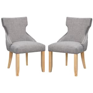 Nortrup Light Gray Linen Tufted Wingback Dining Side Chair (Set of 2)