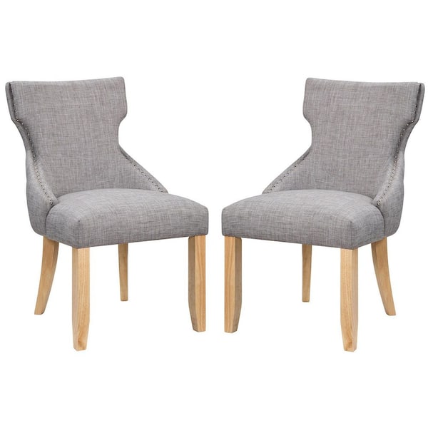Furniture of America Nortrup Light Gray Linen Tufted Wingback Dining Side Chair (Set of 2)