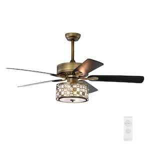 AuraSpark Blade Span 52 in. Indoor Antique Bronze Farmhouse Ceiling Fan with No Bulbs Included with Remote Control