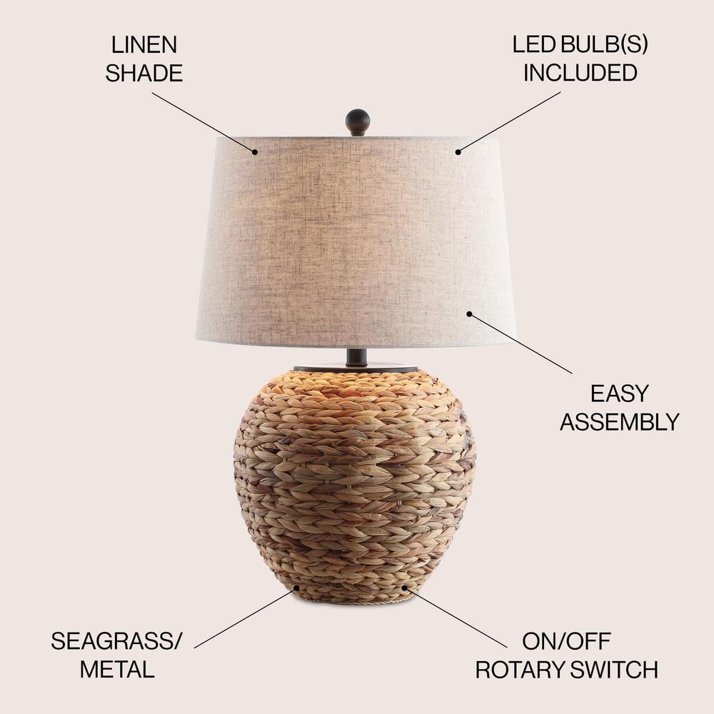 Coastal Cottage 24.5" White Painted LED Table Lamp with Linen Shade