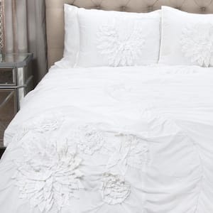 White Floral Applique Comforter Set
