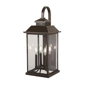 Miner's Loft 4-Light Oil Rubbed Bronze with Gold Highlights Outdoor Wall Lantern Sconce