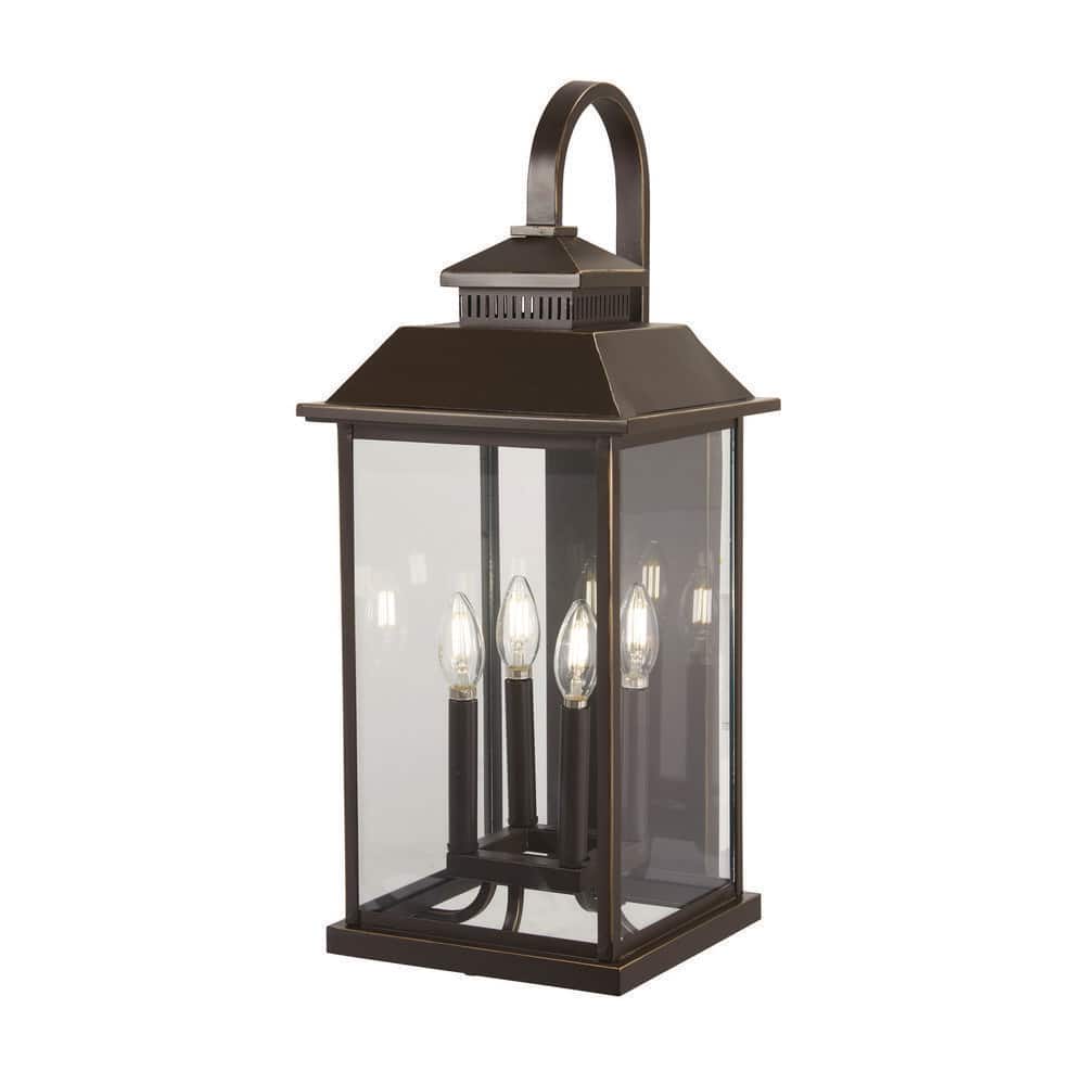 Miner's Loft 4-Light Oil Rubbed Bronze with Gold Highlights Outdoor Wall Lantern Sconce price history on PriceWatchPro
