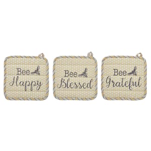 Buzzy Bees Cotton Yellow Pot Holder (3-Pack)