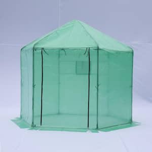 9.2 ft. W x 9.2 ft. D x 8.1 ft. H Green Greenhouse Portable Hexagonal Walk-In