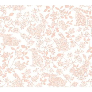 45 sq ft Botanical Bunnies Pink Peel and Stick Non-woven Wallpaper