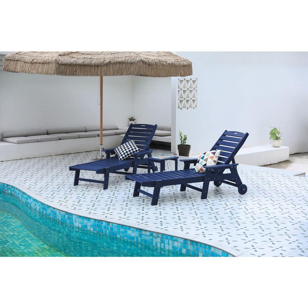 75. 20 x 28. 74 x 39. 17 in. Outdoor 3-Piece Navy Blue 2 Lounge Chairs and 1 Table For Garden Swimming Pool Beach price history on PriceWatchPro