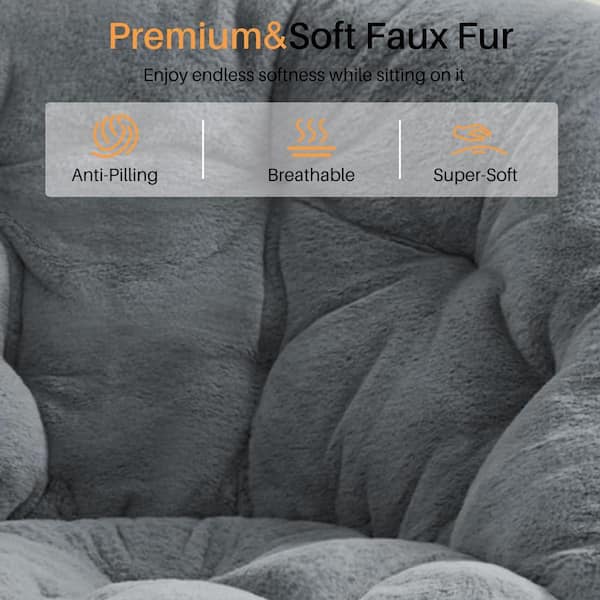 WONDER COMFORT Grey X-Large Faux Fur Folding Cozy Saucer Chairs
