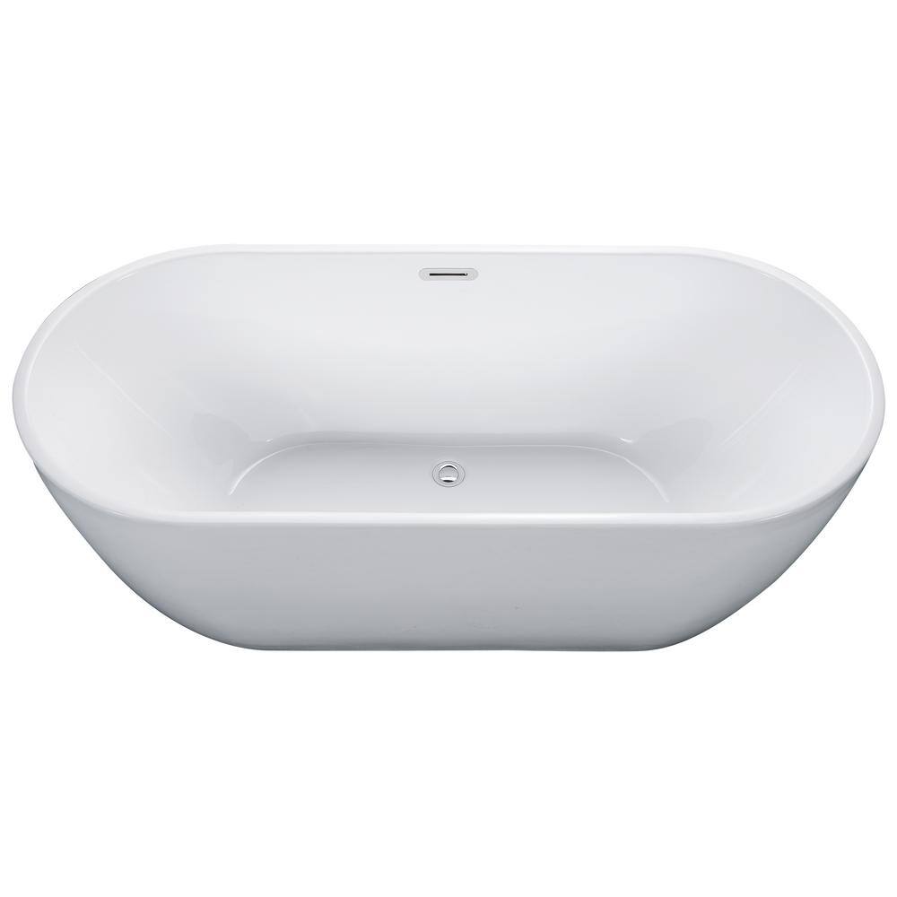 67'' White Freestanding Acrylic Soaking Bathtub