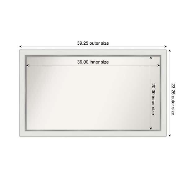 Amanti Art Medium Rectangle Satin White Silver Casual Mirror (23 in. H x 39 in. W)