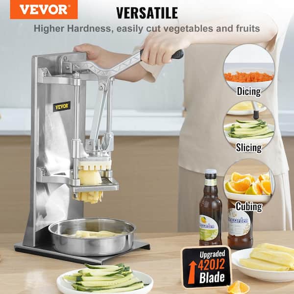 VEVOR Commercial French Fry Cutter with 4-Replacement Blades, 1/4 in. and 3/8 in. Blade Easy Dicer Chopper