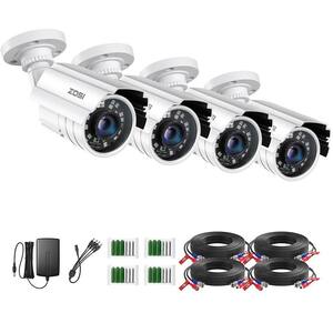 Wired 1080p Outdoor Security Camera Compatible With All TVI DVR, 80 ft. Night Vision, IP67 Weatherproof (4-Pack)