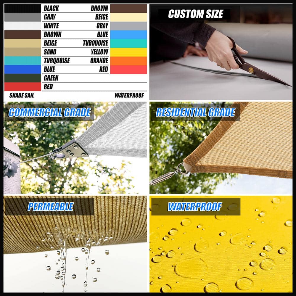 12 ft x 18 ft Sand HDPE Rectangle Sun Shade Sail Canopy
