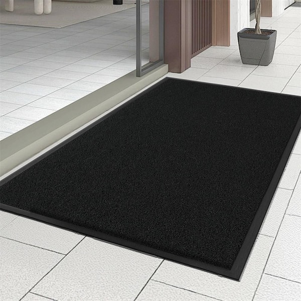 35 x 47 in. Front Door Mat Indoor Outdoor Entrance Waterproof Heavy Duty Doormat in Black