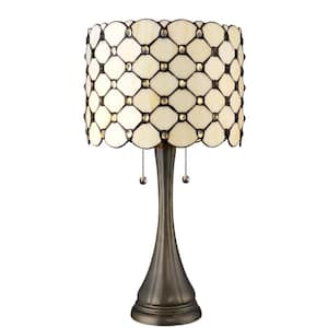 Creamy White 21 in. Height Jeweled Table Lamp and 60 in. Height Floor Lamp Set