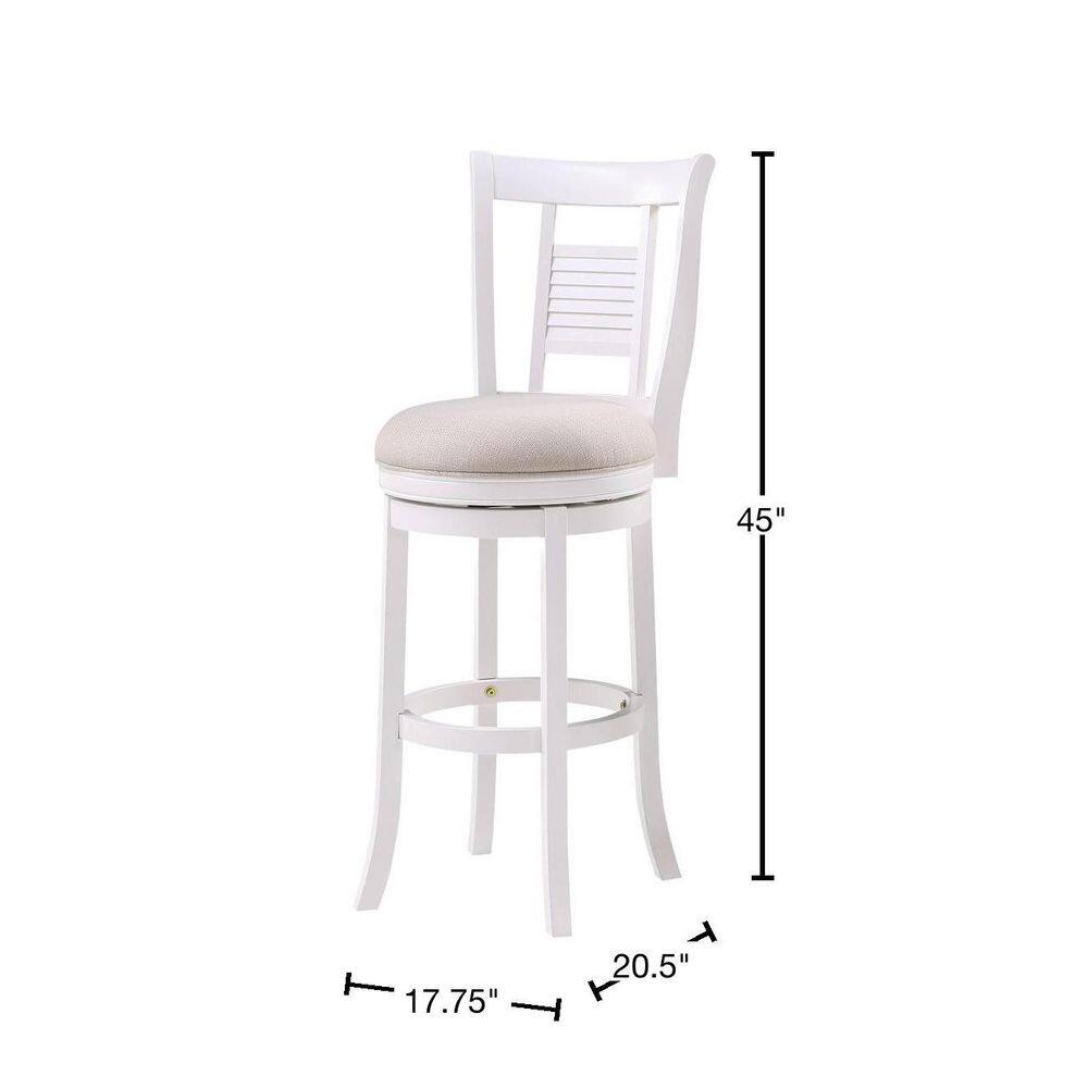 Grove White Solid Wood Swivel Bar Stool with Ivory Cushion