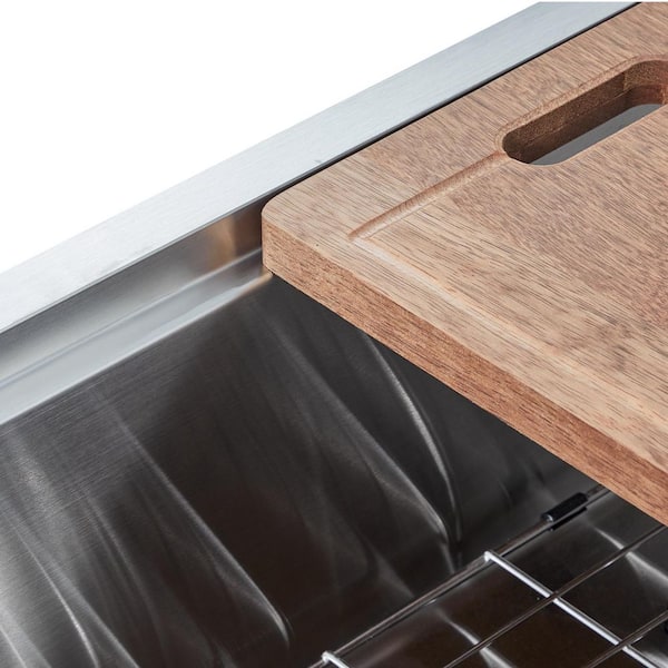 27 in. Kitchen Sink Workstation, 304 Stainless Steel Undermount Drop-In Single Bowl Farmhouse Basin