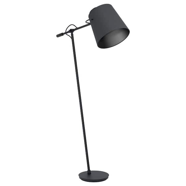 TOZING 26.3 in. Black Modern Metal Integrated LED Fabric Lampshade