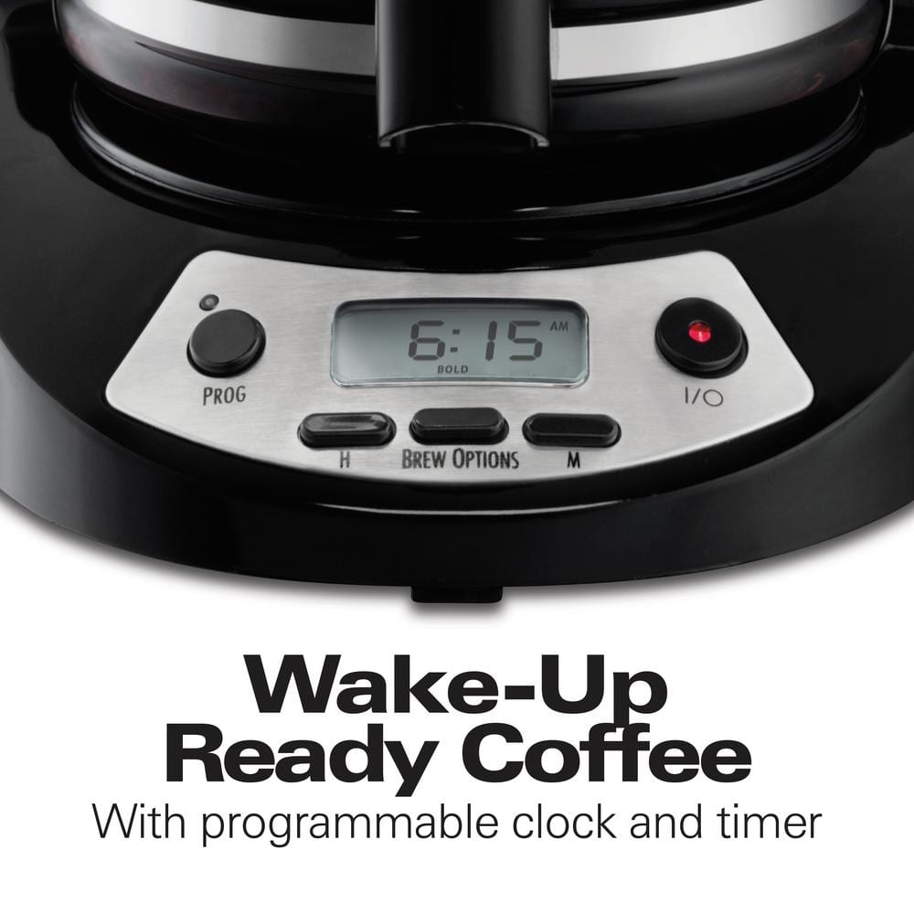 12-Cup Black Stainless Steel Programmable Drip Coffee Maker