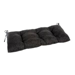 Storm Black Rectangular Outdoor Tufted Bench Cushion with Ties