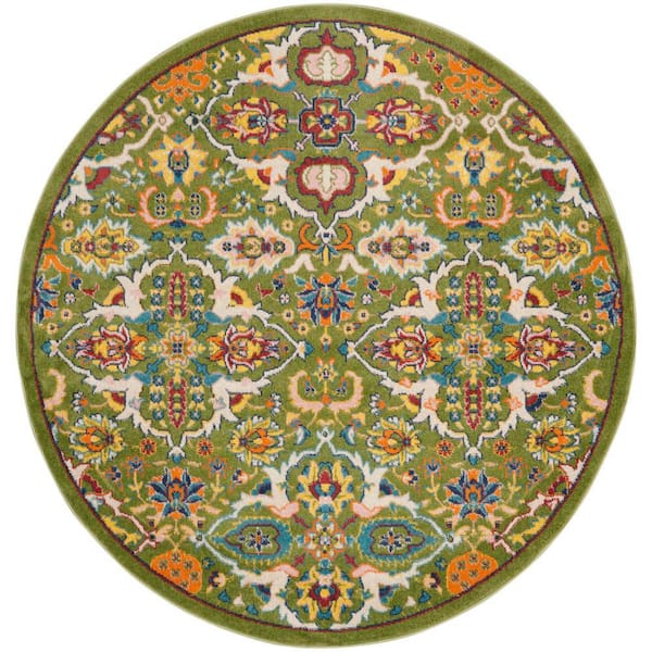 Nourison Allur Sage Ivory 4 ft. x 4 ft. All-over design Transitional Round Area Rug