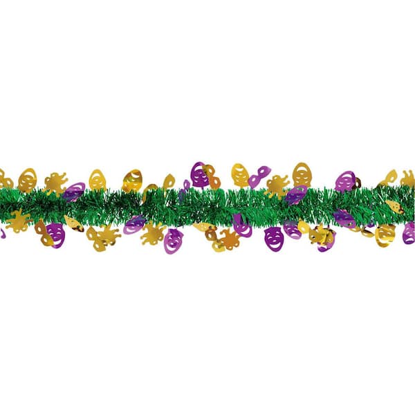 Amscan 15 ft. Mardi Gras Foil Mask Tinsel Garland (2-Pack)