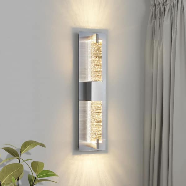 Modern 1-Light Brushed Nickel Dimmable LED Wall Sconce Wall Lighting with Crystal Bubble Glass Shade