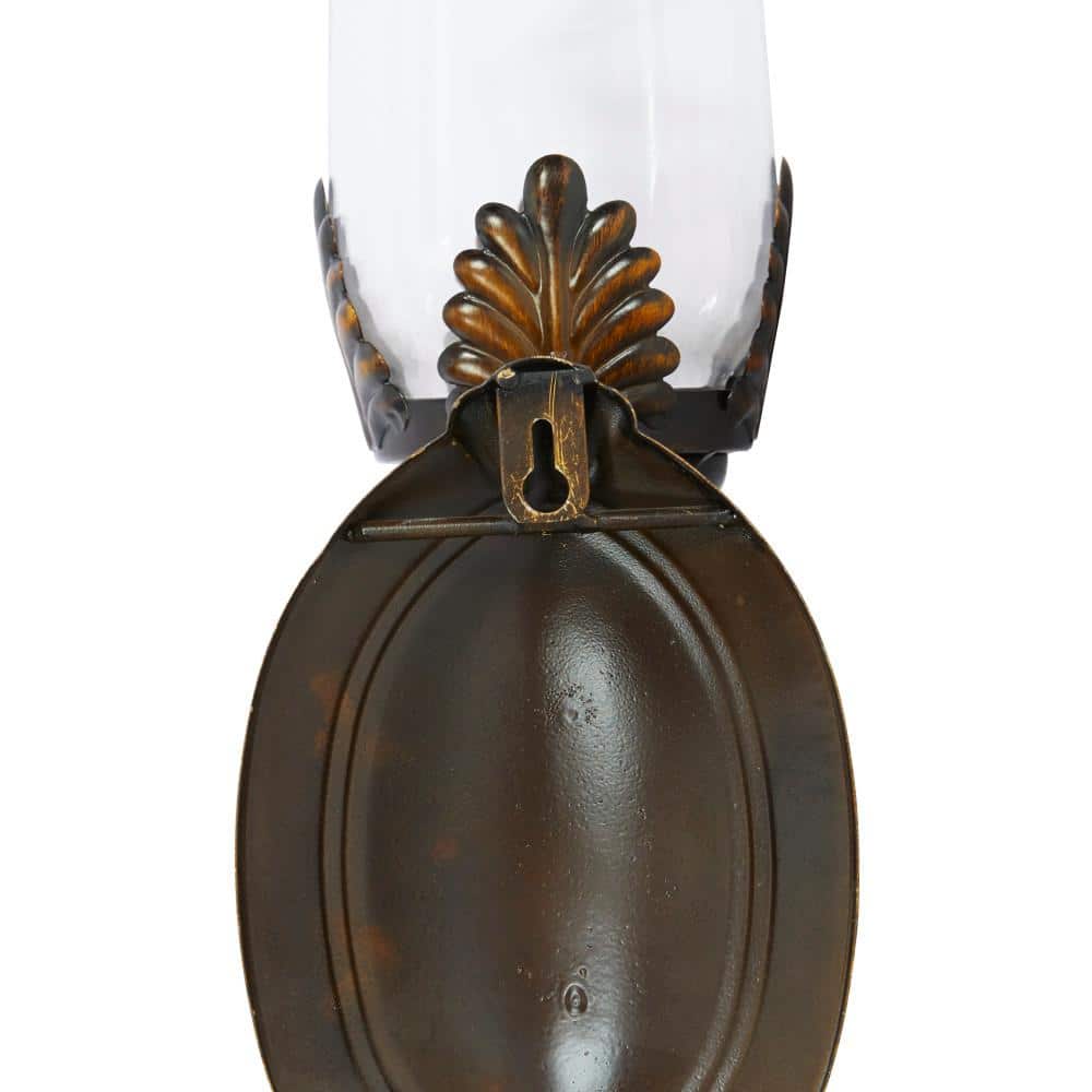 Rustic Elegance Bronze Metal & Glass Hurricane Wall Sconce