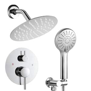 Single Handle 3-Spray 8 in. Round Shower Faucet 2.5 GPM with Pressure Balance in. Polish Chrome