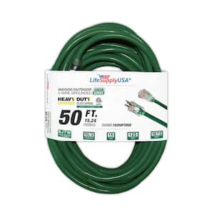 50 ft. 10-Gauge/3 Conductors SJTW Indoor/Outdoor Extension Cord with Lighted End Green (1-Pack)