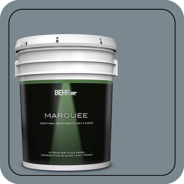 BEHR MARQUEE 5 gal. #N470-5 Norwegian Blue Semi-Gloss Enamel Exterior Paint & Primer
