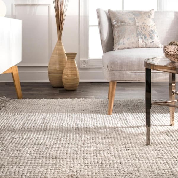 nuLOOM Natura Chunky Loop Jute Off-White 8 ft. Round Rug NCCL01E