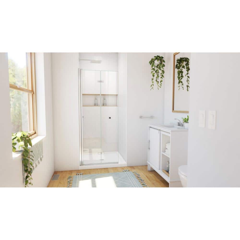 Aqua-Q Fold 32" x 32" Frameless Bifold Shower Kit with Brushed Nickel Finish
