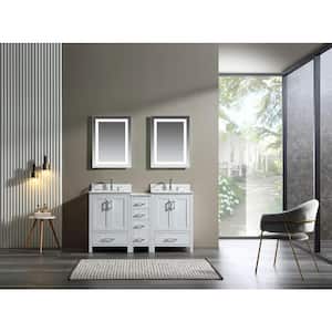 Wilton 60 in. W x 22 in. D x 34 in . H Wood Bathroom Vanity Set in White with White Marble Top with Undermount Sink